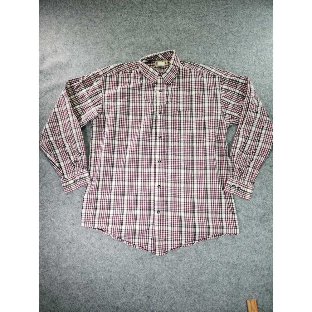 Wrangler 20x Shirt Mens XL Purple‎ Plaid Long Sleeve Button Down *FLAWS*